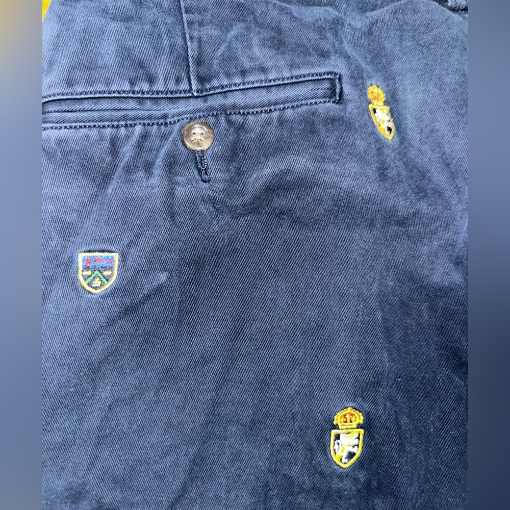 POLO‎ RALPH LAUREN Chino Pants Men's 33x30 Navy All over Crests Embroidered - Picture 7 of 7